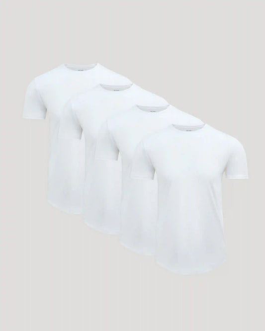 Pima Cotton Blend Curved Hem Crew 4-Pack