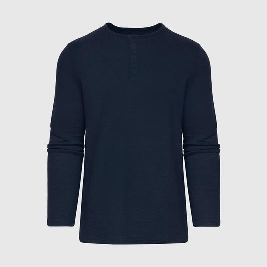 Navy Waffle Long Sleeve Henley