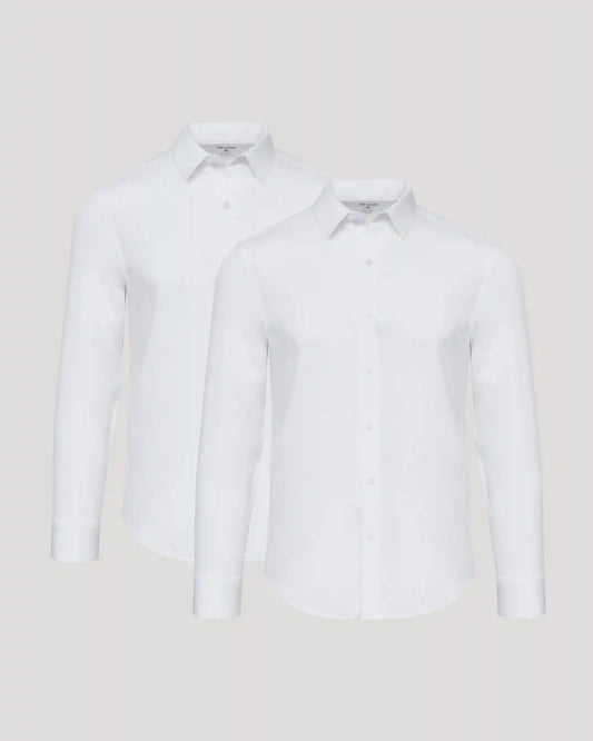 All White Long Sleeve Performance Dress Shirt 2-Pack