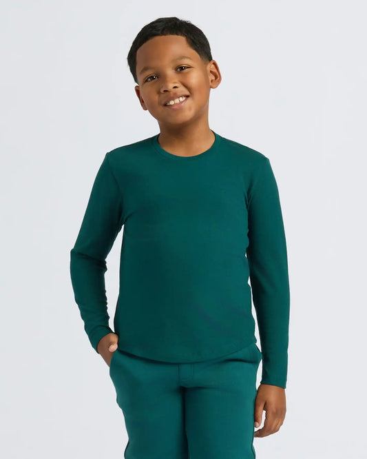 Boys' Deep Emerald Classic Long Sleeve Crew Neck