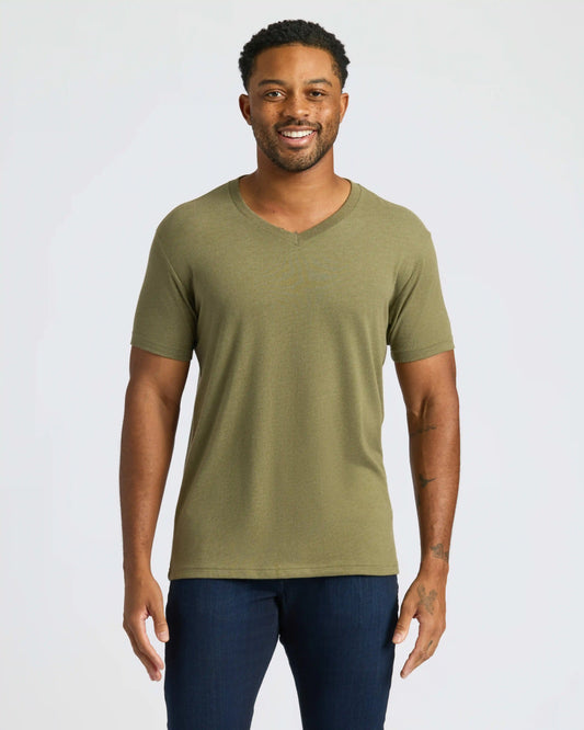 Heather Military Green Classic V-Neck