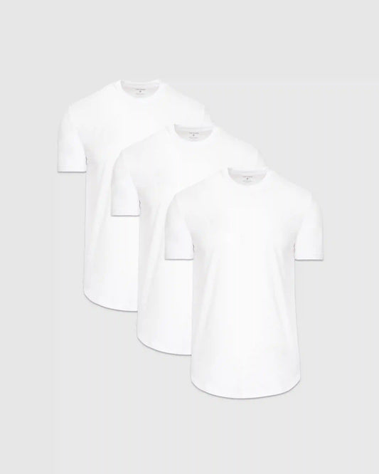 White Curved Hem Classic Crew Neck 3-Pack