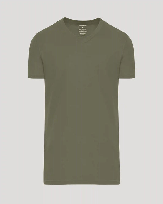 Military Green Tall Short Sleeve Classic V-Neck
