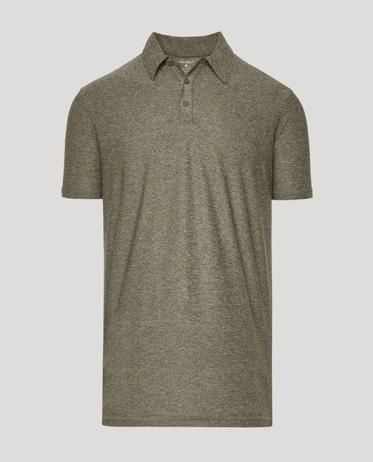Heather Military Green Short Sleeve Tall Active Polo