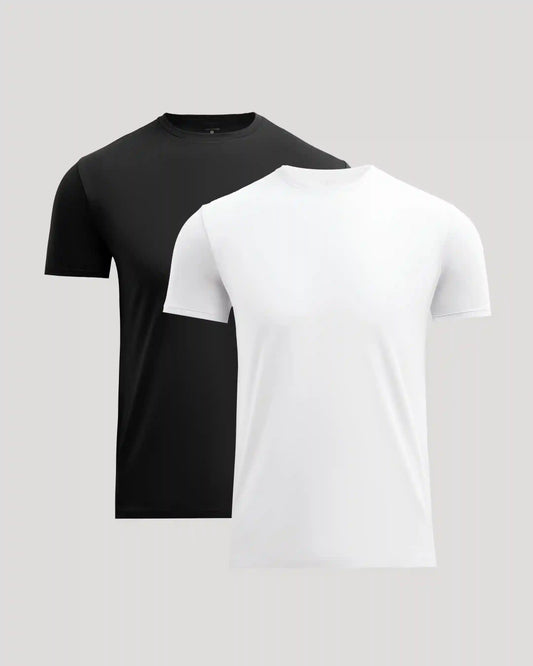 Black & White Pima Cotton Blend Crew 2-Pack