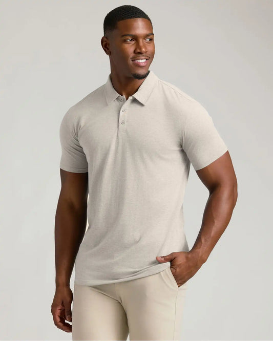 Oatmeal Short Sleeve Tall Polo